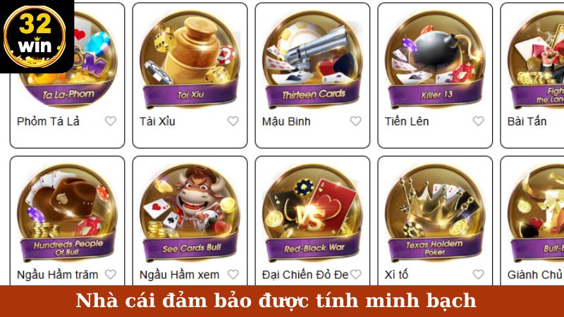 Nhà cái đảm bảo được tính minh bạch